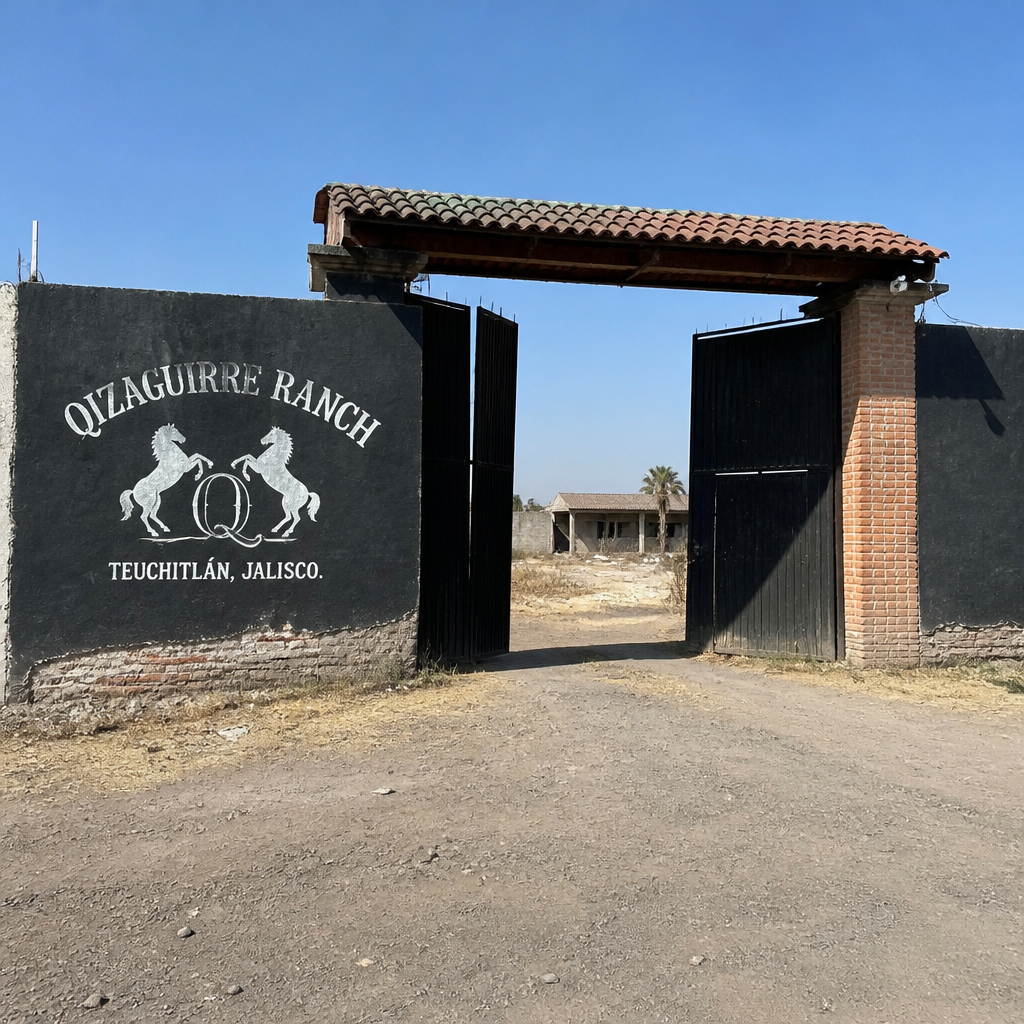 Qizaguirre Ranch gate in Teuchitlán, Jalisco